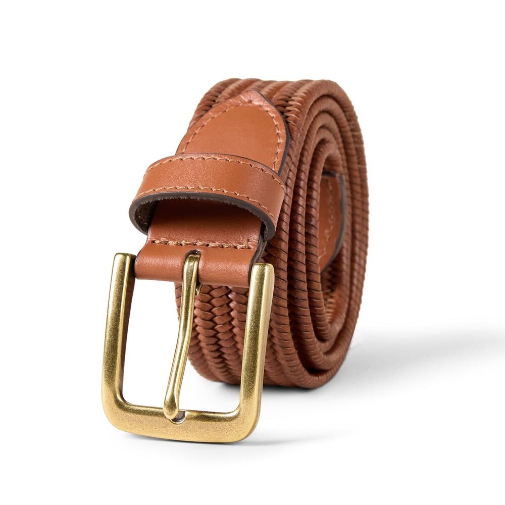 Men's Tubular Stretch Weave Belt, Tan, 36